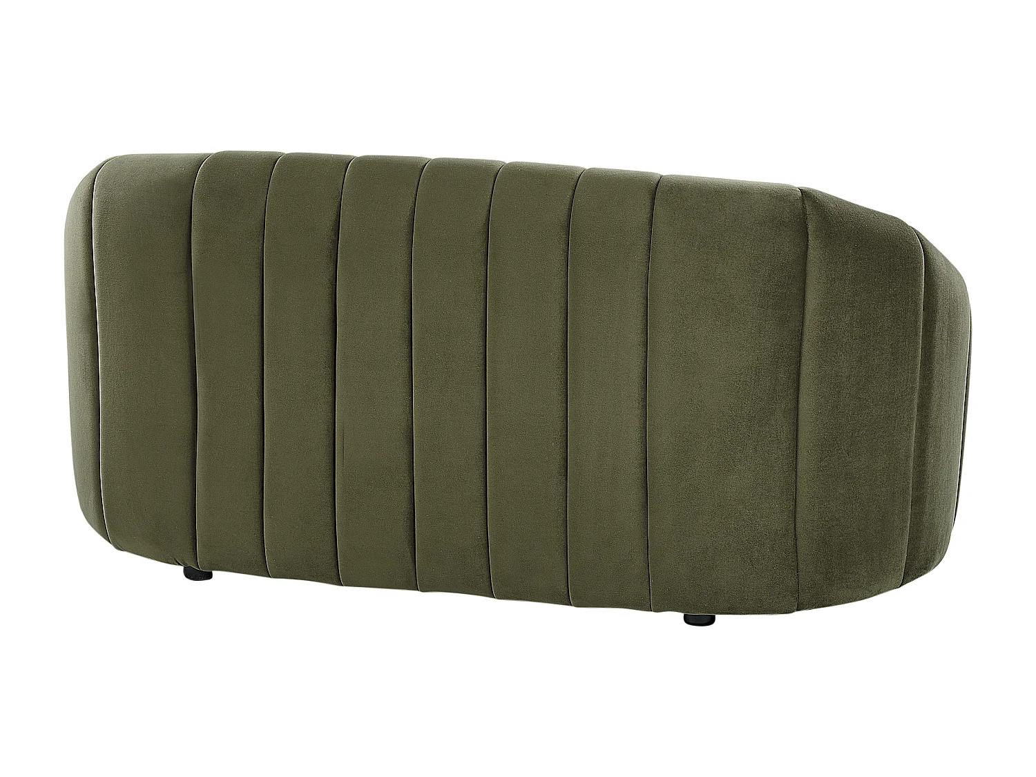2-Sitzer Sofa Samt grün gesteppt oval Muschelform niedrige Rückenlehne Malung