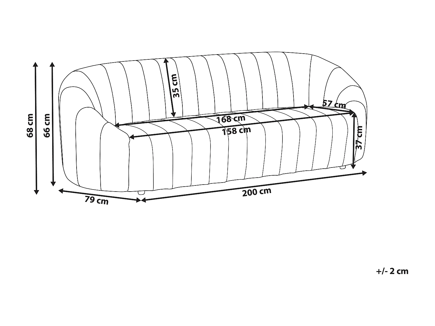 3-Sitzer Sofa Samt weiß gesteppt oval Muschelform niedrige Rückenlehne Malung