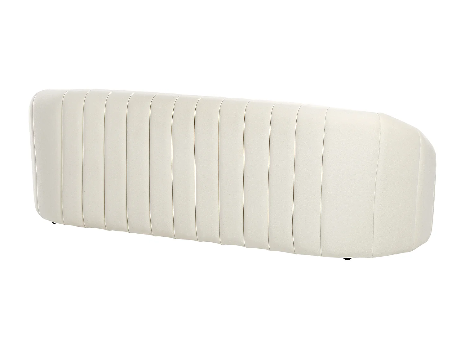 3-Sitzer Sofa Samt weiß gesteppt oval Muschelform niedrige Rückenlehne Malung