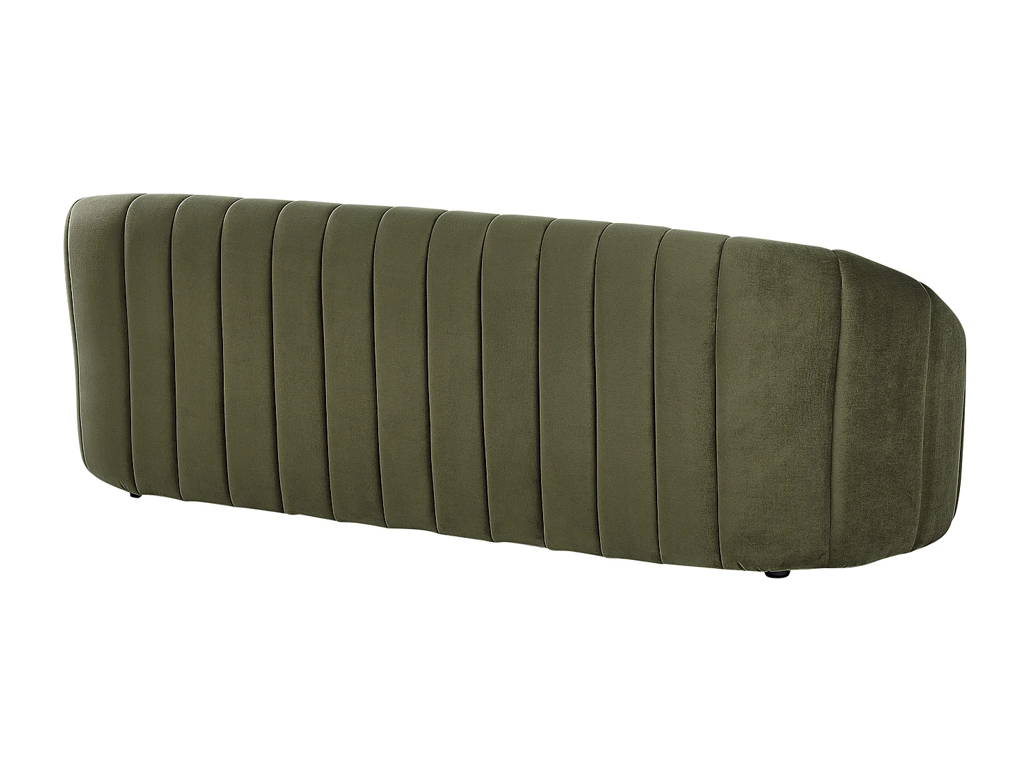 3-Sitzer Sofa Samt grün gesteppt oval Muschelform niedrige Rückenlehne Malung