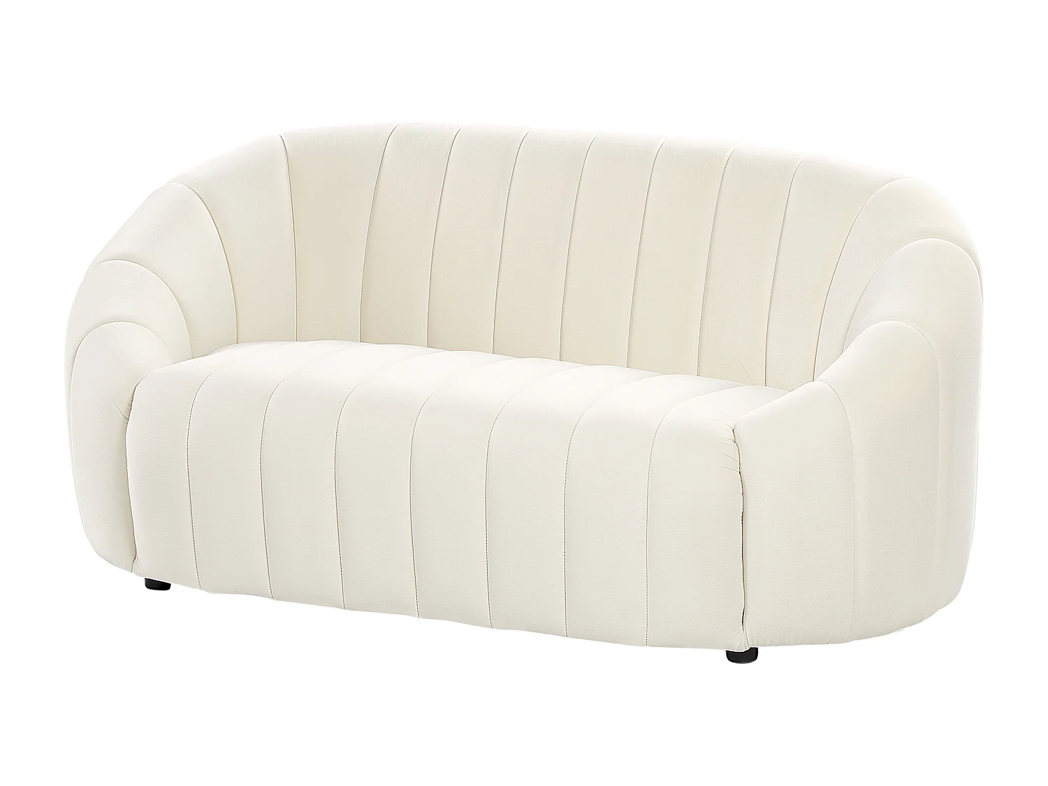 2-Sitzer Sofa Samt weiß gesteppt oval Muschelform niedrige Rückenlehne Malung
