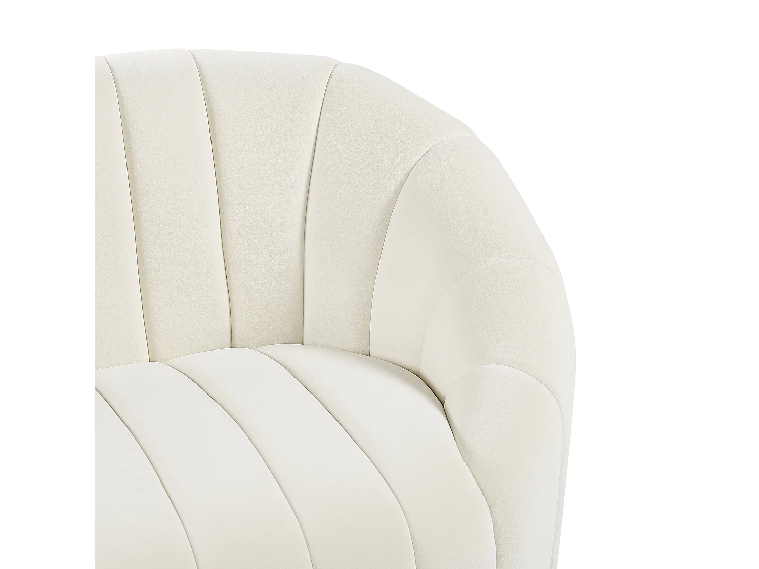 2-Sitzer Sofa Samt weiß gesteppt oval Muschelform niedrige Rückenlehne Malung