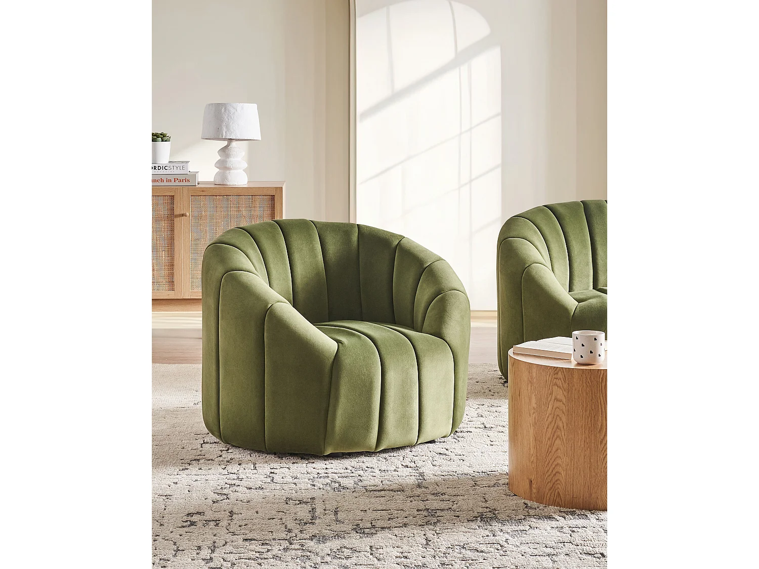 Poltrona MALUNG Veludo Verde escuro