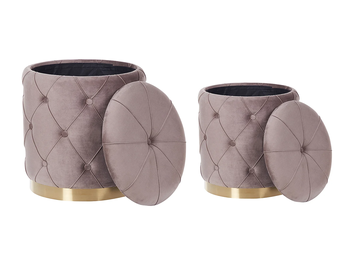 Set van 2 opbergpoefs PUEBLO Fluweel Taupe 40/33 cm 40/33 cm 44/36 cm