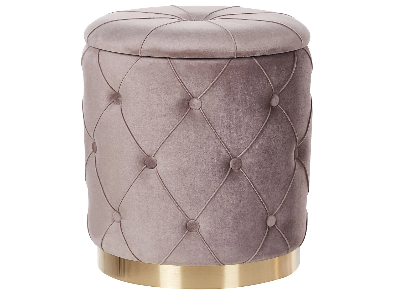 Lot de 2 poufs avec rangement PUEBLO Velours Taupe 40/33 cm 40/33 cm 44/36 cm