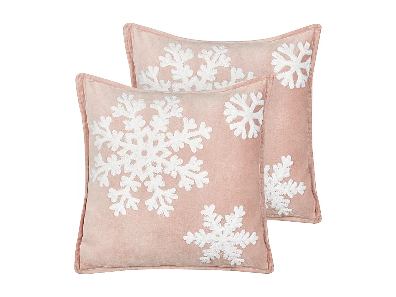 Dekokissen 2er Set MURRAYA Samtstoff 45 x 45 cm Rosa Weihnachtsmotiv