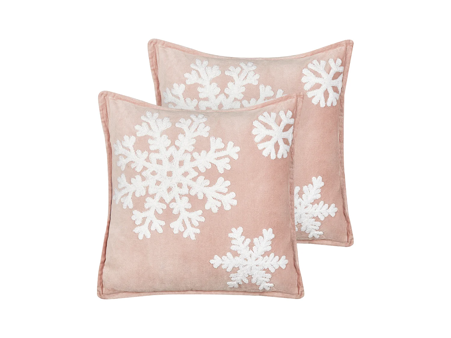 Lot de 2 coussins décoratifs MURRAYA Velours 45 x 45 cm Rose Motif de Noël