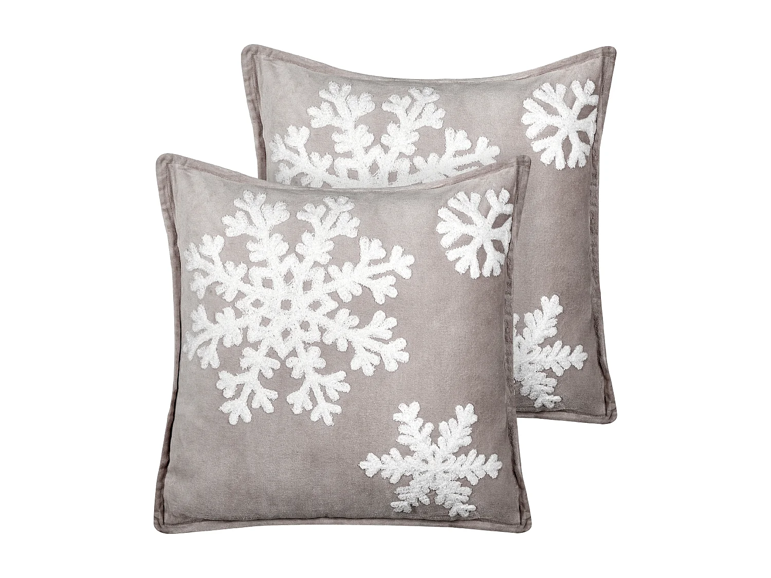 Dekokissen 2er Set MURRAYA Samtstoff 45 x 45 cm Grau Weihnachtsmotiv