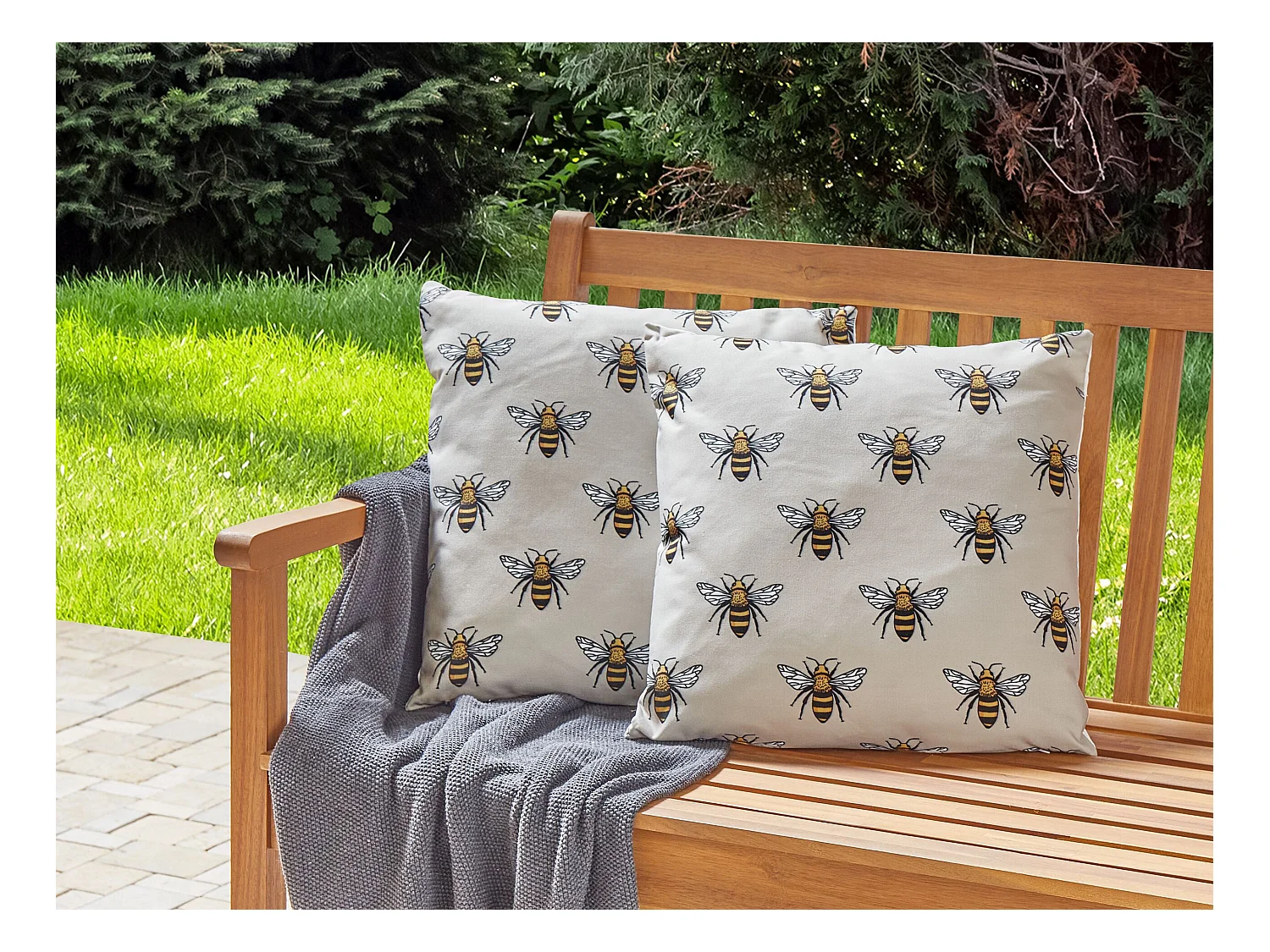 Conjunto de 2 cojines de exterior CANNETO Patrón animal 45 x 45 cm Beige