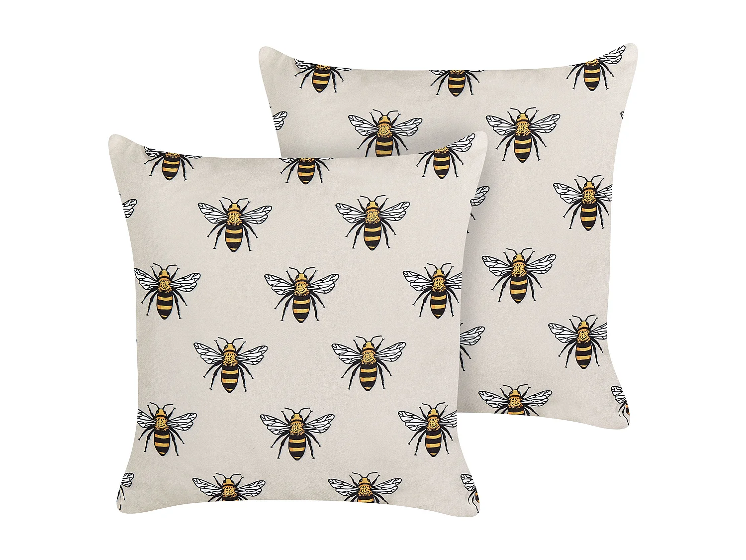 Gartenkissen 2er Set beige quadratisch 45x45 cm Tiermotiv Bienen modern Canneto