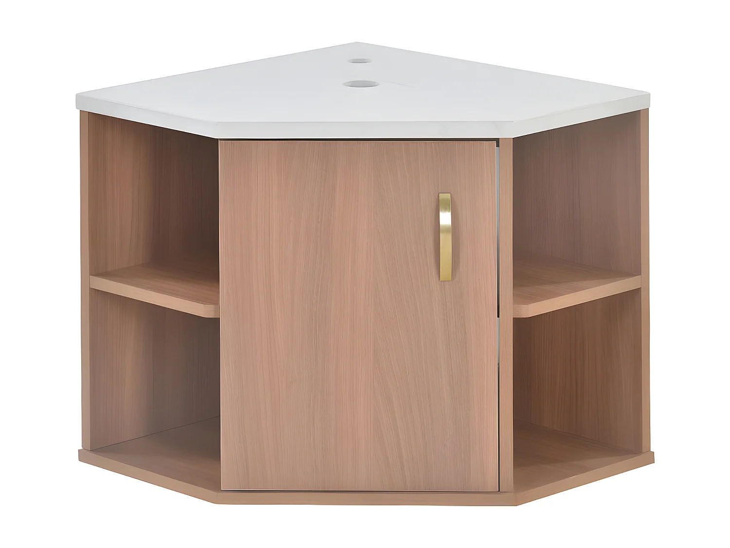 Mobile bagno sospeso con lavabo in ceramica - piani in marmo - Marrone (rubinetto non incluso)