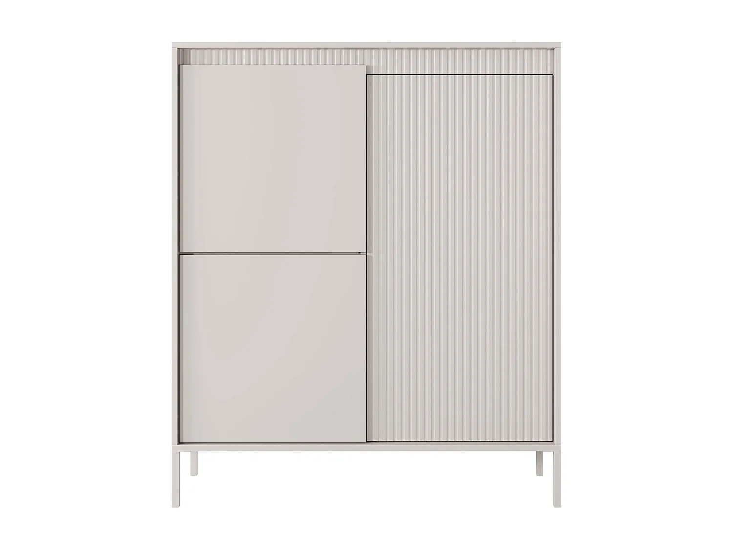 Commode haute à trois portes - 104 cm - avec façade fraisée - beige - FALSETTO
