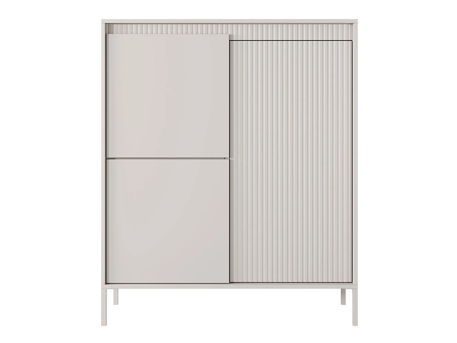 Commode haute à trois portes - 104 cm - avec façade fraisée - beige - FALSETTO