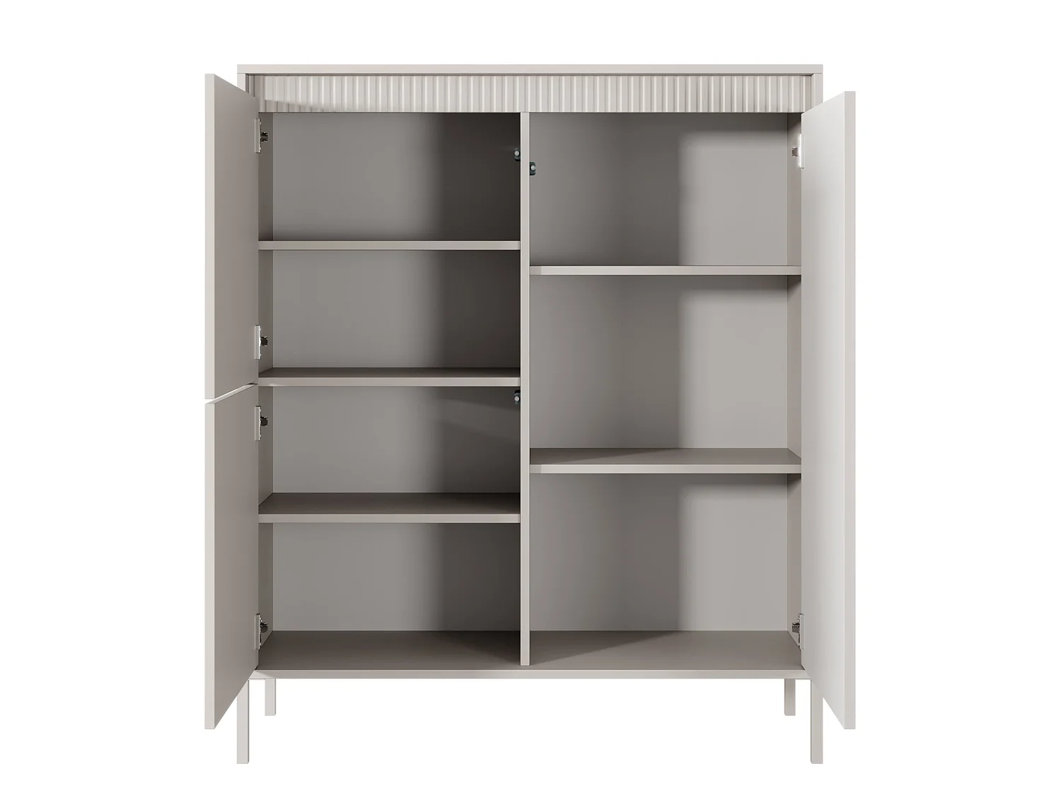 Commode haute à trois portes - 104 cm - avec façade fraisée - beige - FALSETTO