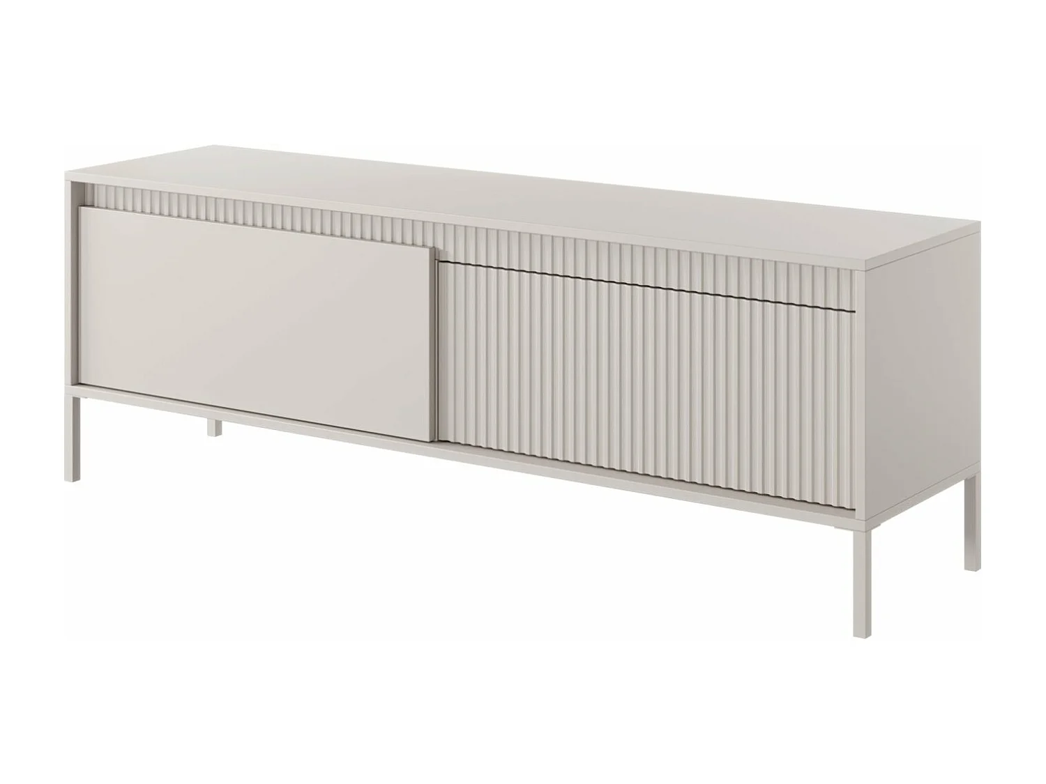 TV-Lowboard mit geriffelter Front - Beige - 153 cm - FALSETTO