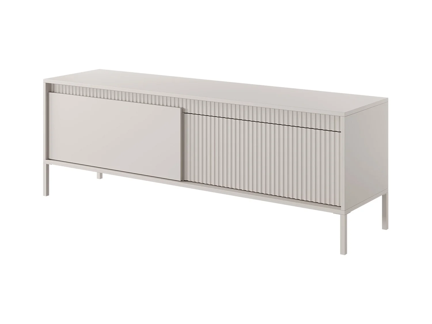 Meuble TV - 153 cm - 2 portes avec façade fraisée - beige - FALSETTO