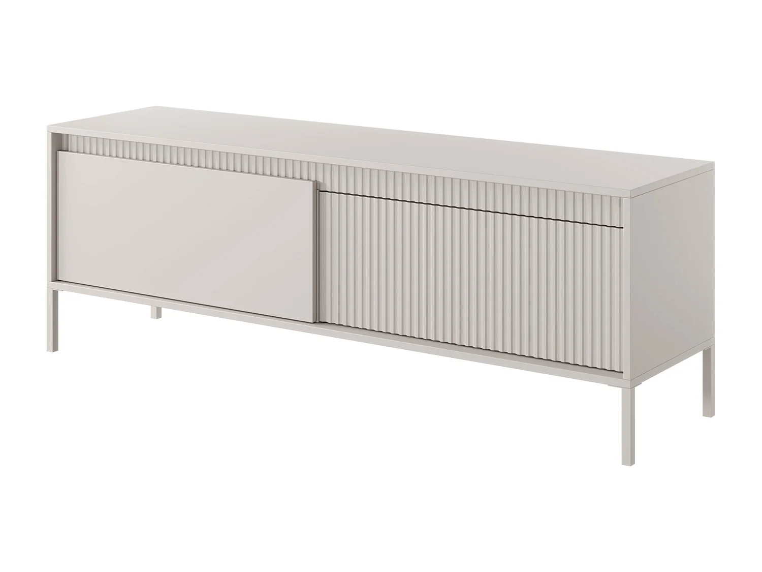 Meuble TV - 153 cm - 2 portes avec façade fraisée - beige - FALSETTO