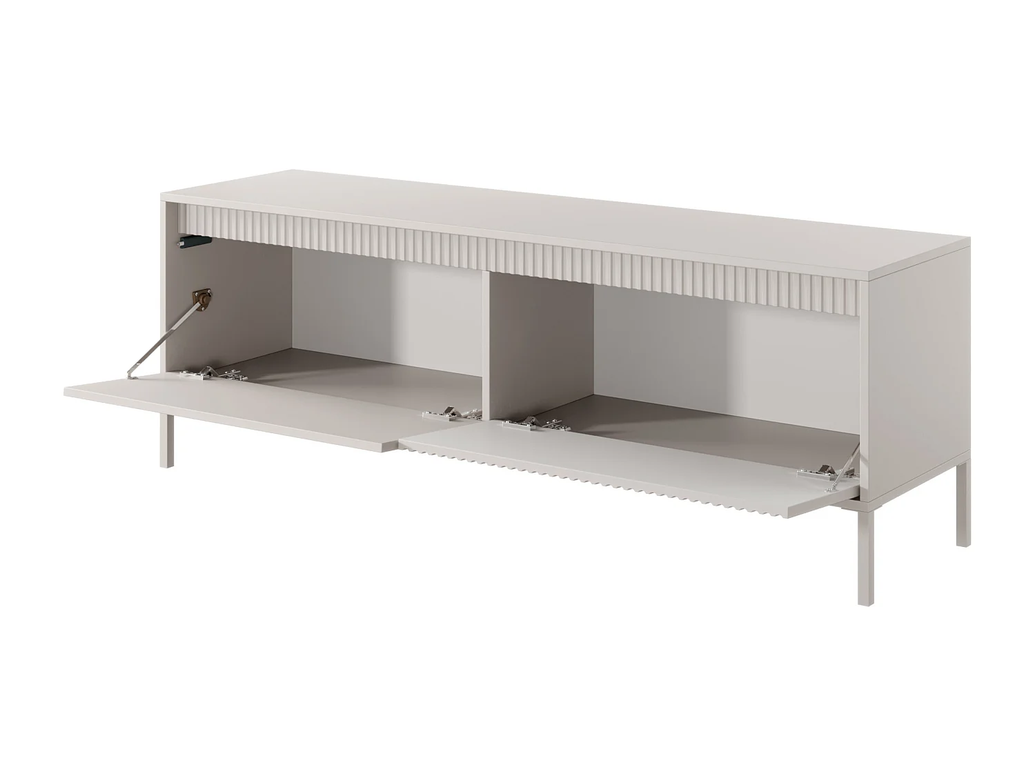 Meuble TV - 153 cm - 2 portes avec façade fraisée - beige - FALSETTO