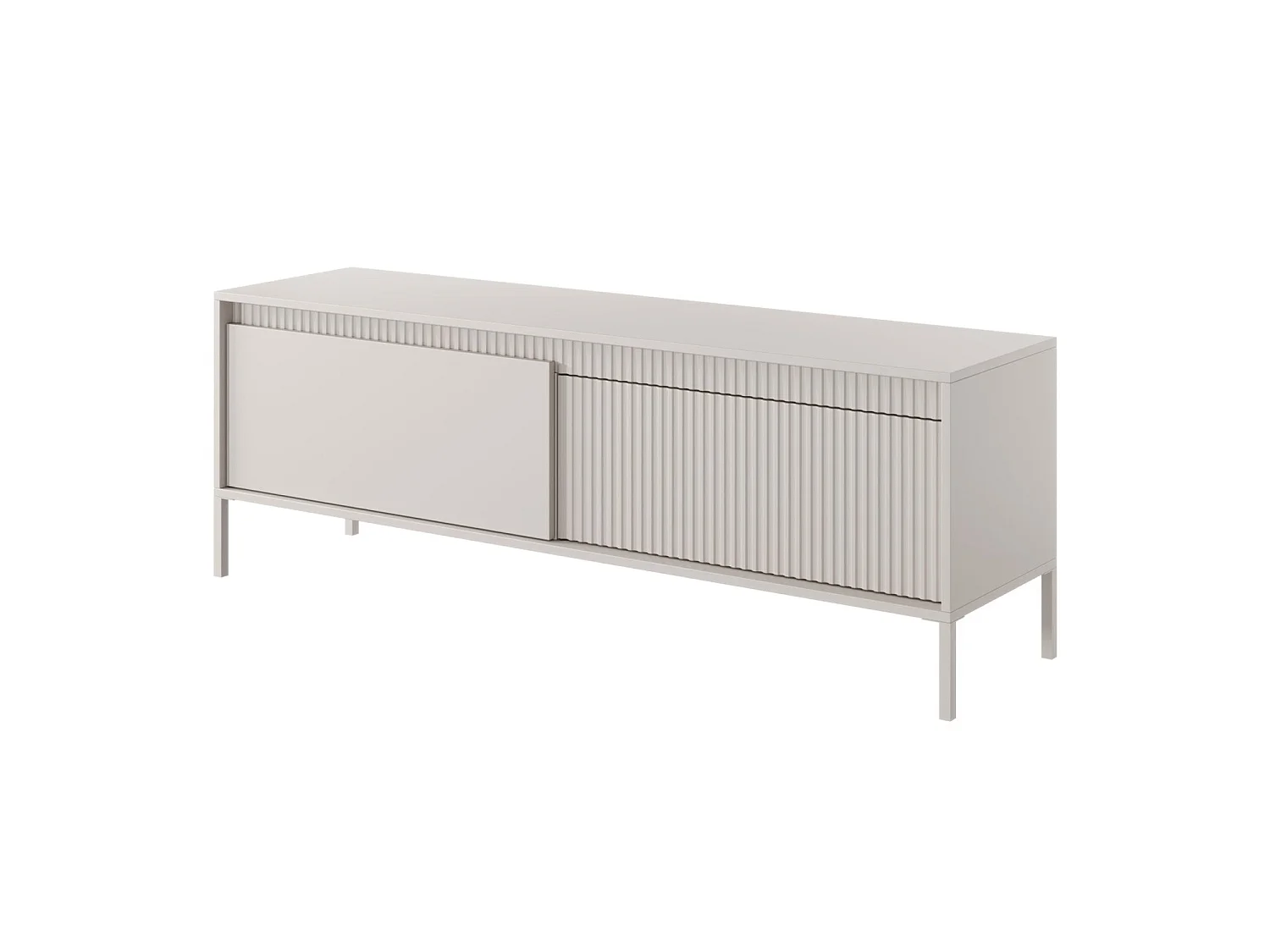 TV-meubel - 153 cm - 2 deuren met gefreesd front - beige - FALSETTO