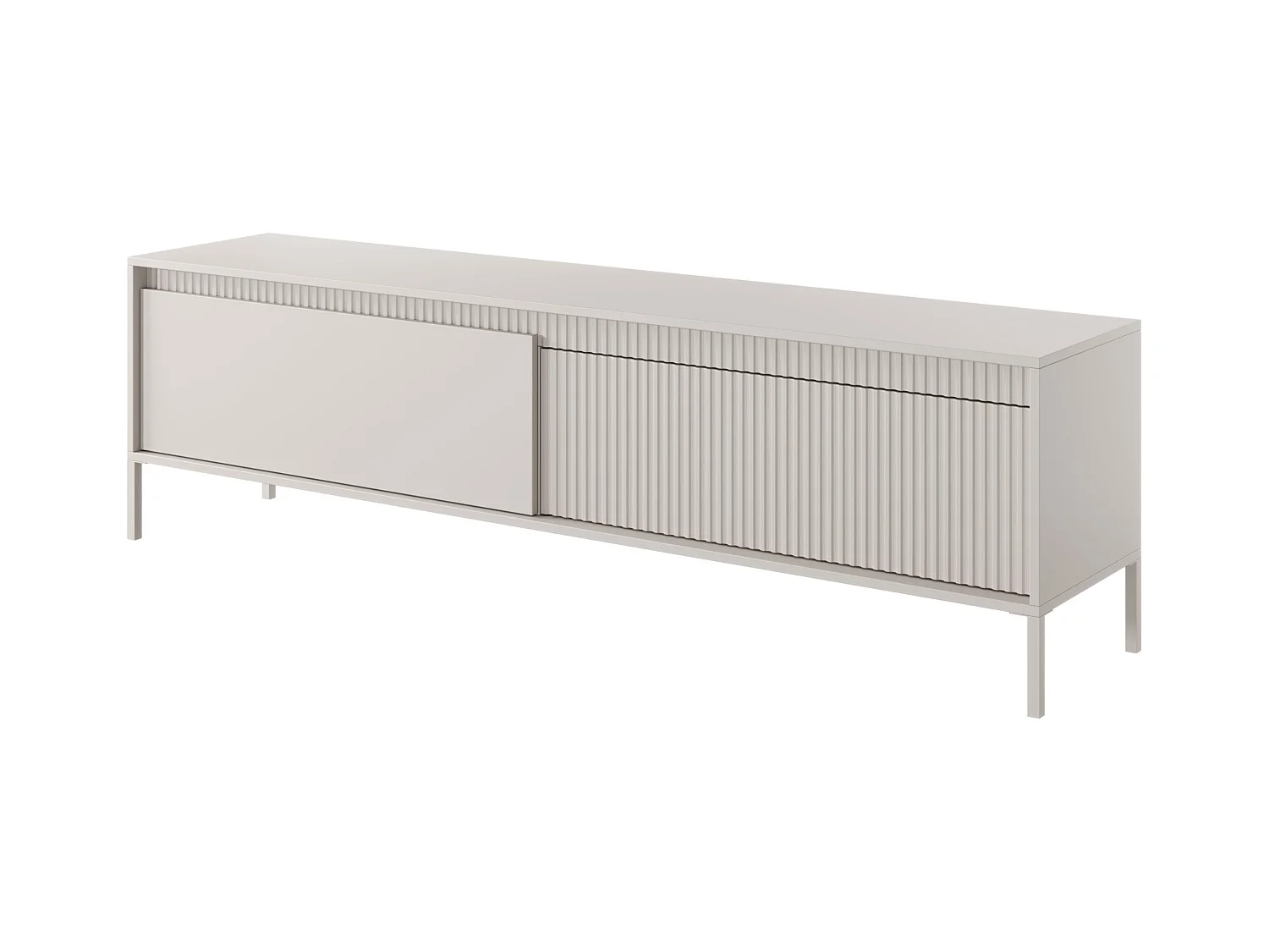 Meuble TV - 187 cm - 2 portes avec façade fraisée - beige - FALSETTO