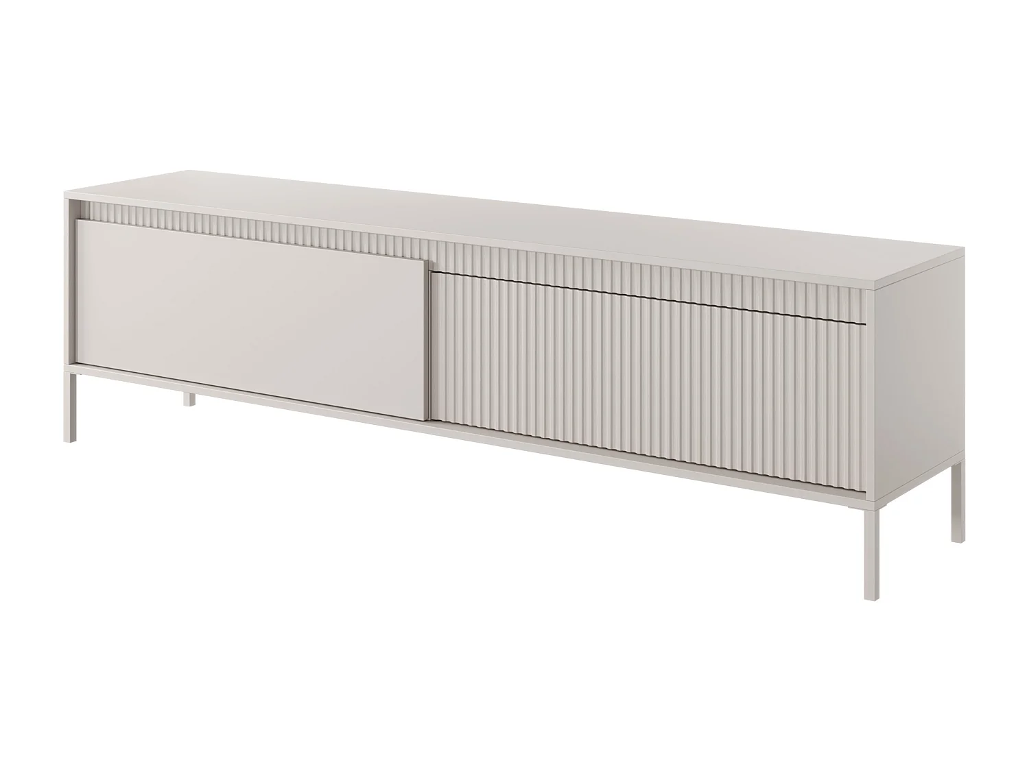 TV-Lowboard mit geriffelter Front - Beige - 187 cm - FALSETTO