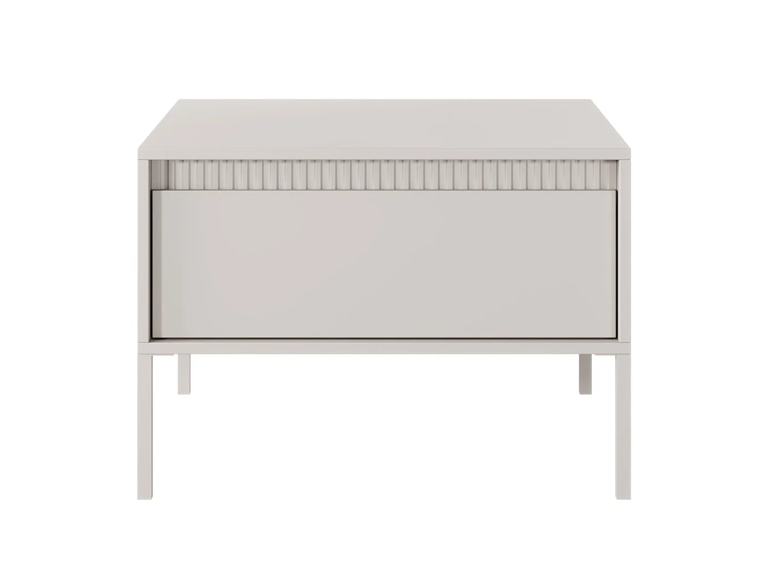 Table basse - 68x68 cm - avec tiroir et façade fraisée - beige - FALSETTO