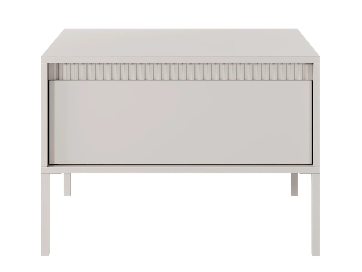 Table basse - 68x68 cm - avec tiroir et façade fraisée - beige - FALSETTO