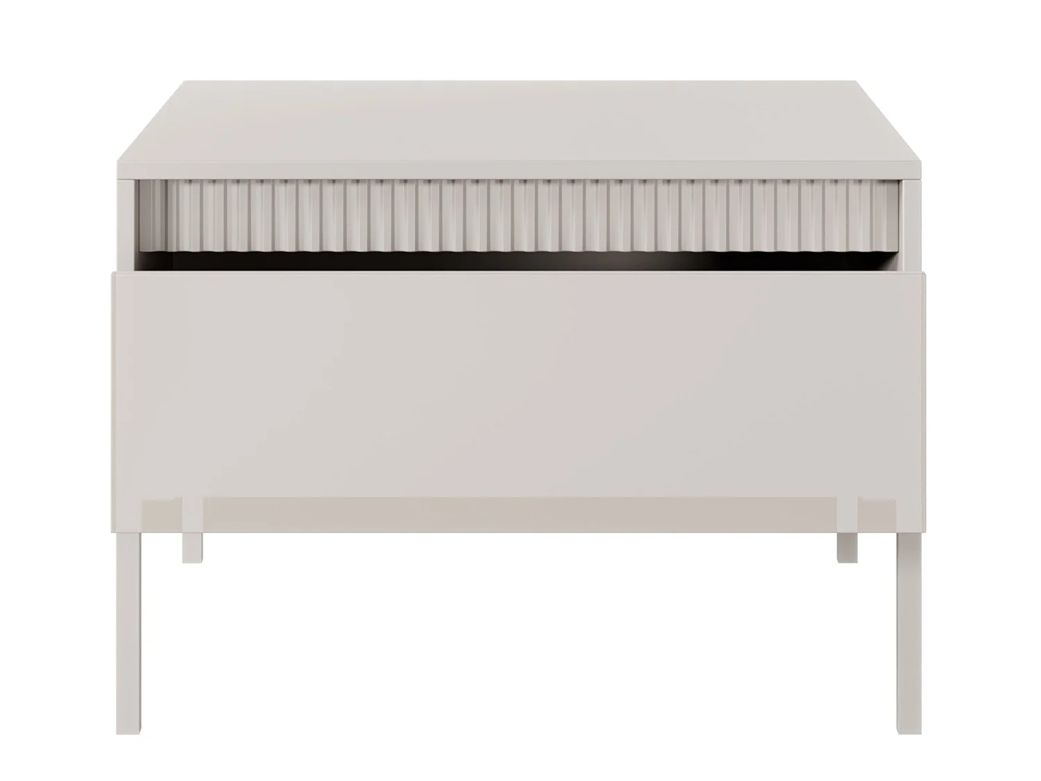 Table basse - 68x68 cm - avec tiroir et façade fraisée - beige - FALSETTO