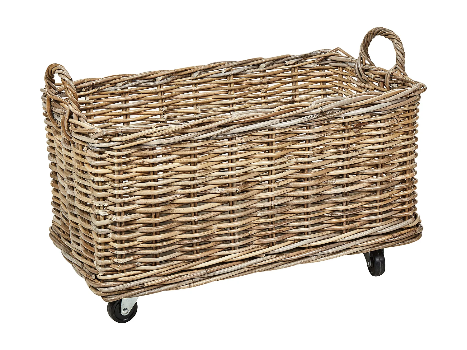 Aufbewahrungskorb 2er Set KITIM mit Rädern Rattan Naturfarben