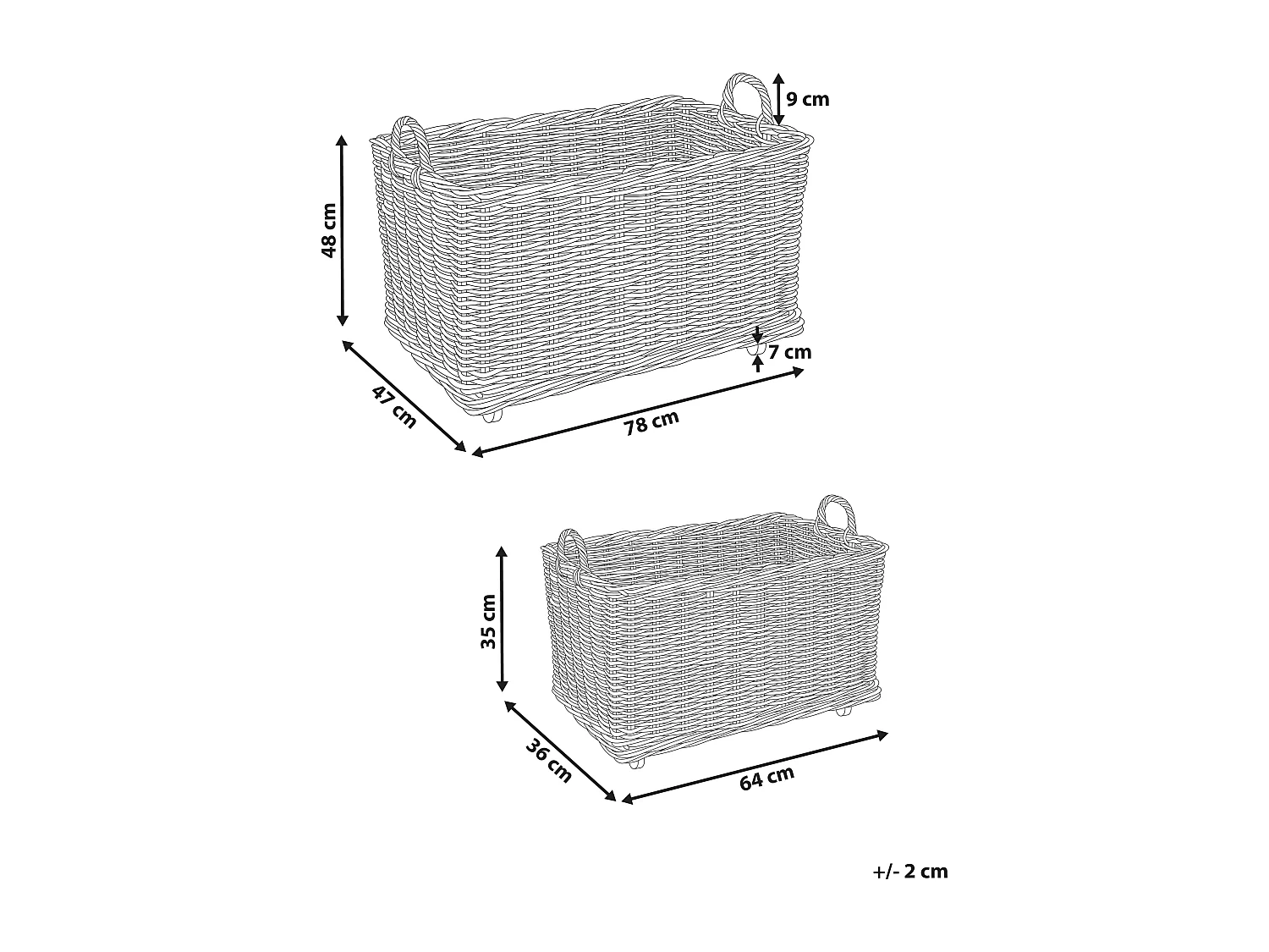 Lot de 2 paniers KITIM avec roues Rotin Naturel