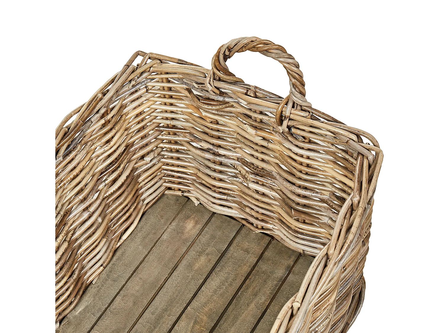 Conjunto de 2 cestas KITIM con ruedas Ratán Natural