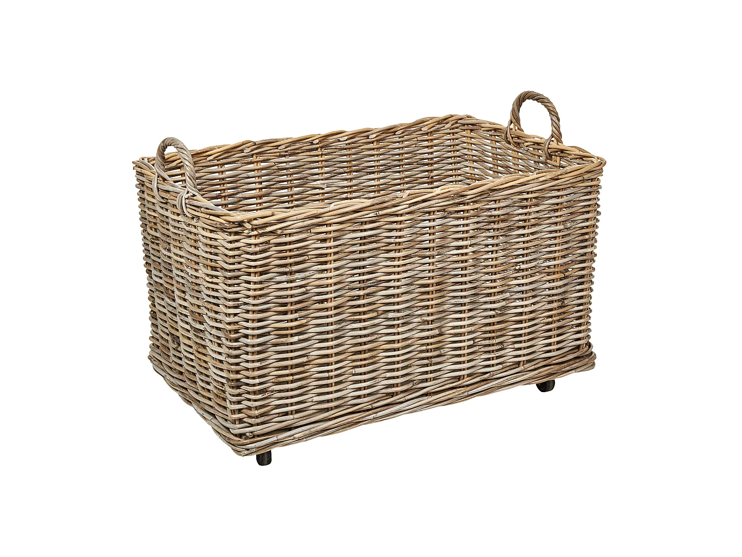 Aufbewahrungskorb 2er Set KITIM mit Rädern Rattan Naturfarben