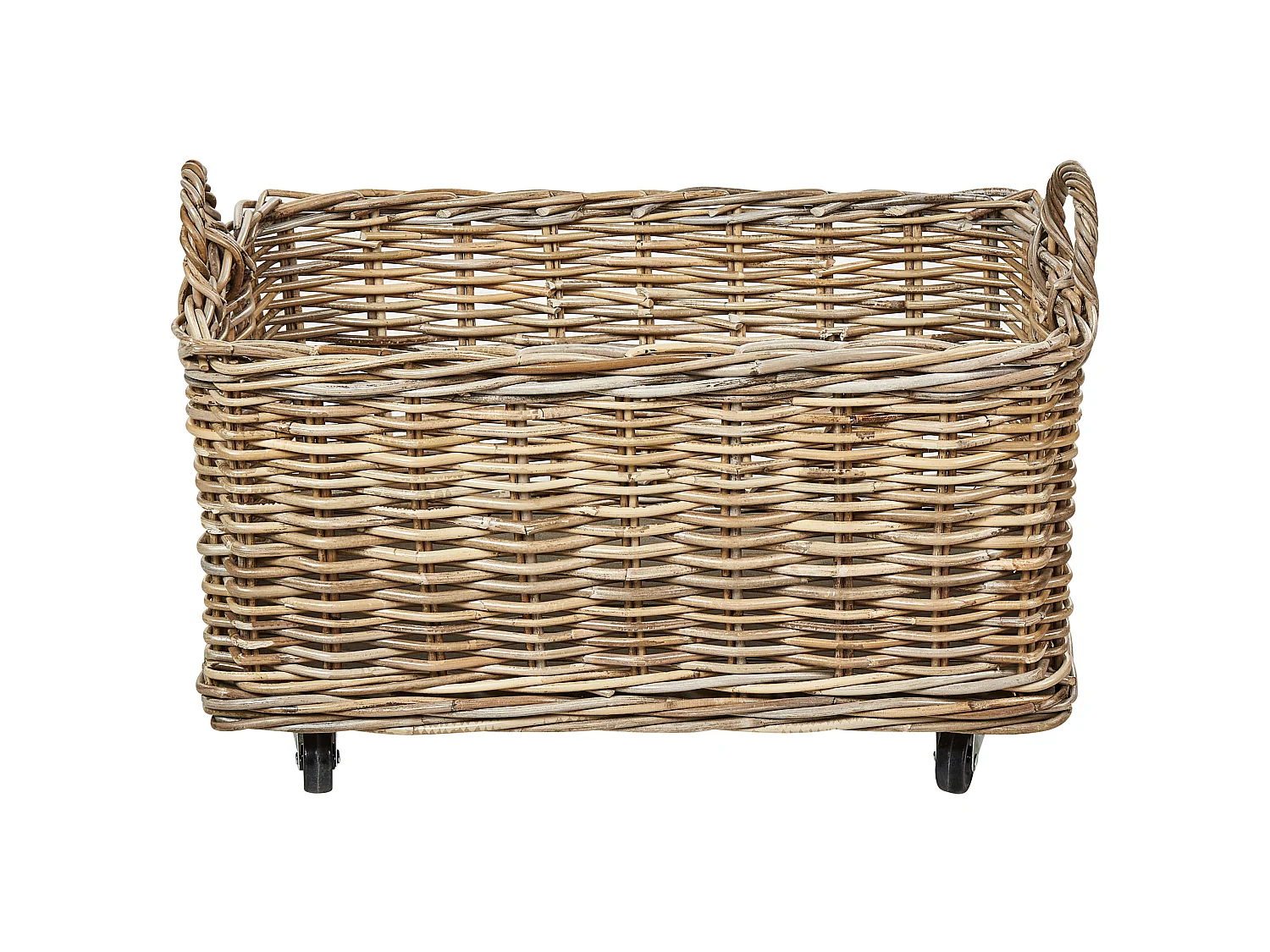 Aufbewahrungskorb 2er Set KITIM mit Rädern Rattan Naturfarben