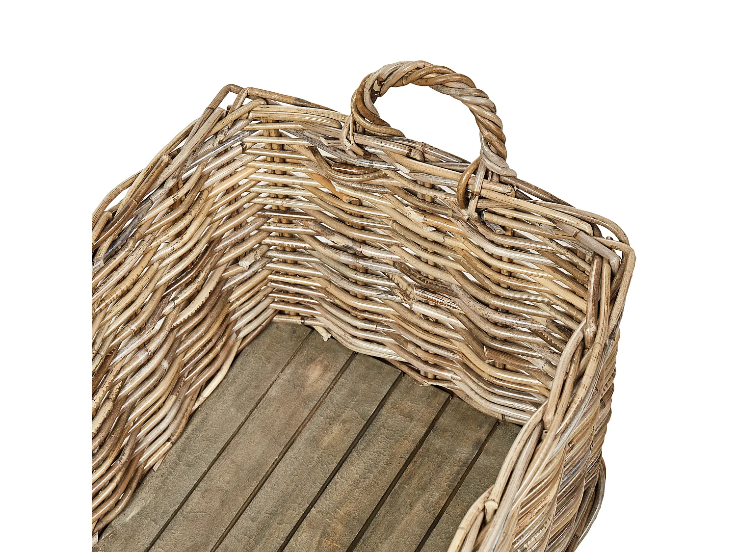 Aufbewahrungskorb 2er Set KITIM mit Rädern Rattan Naturfarben