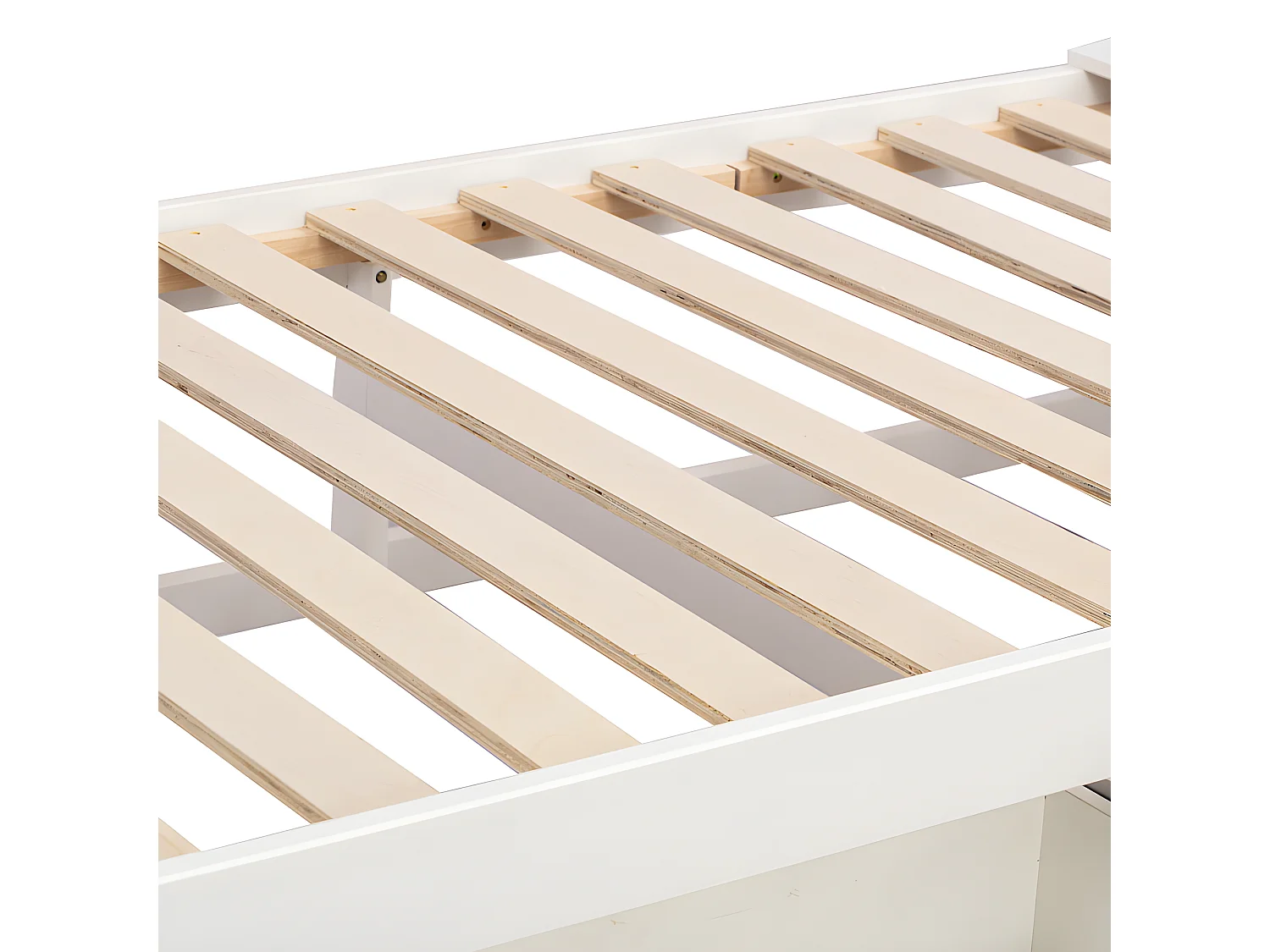 Lit gigogne en bois massif - 90x190cm - avec 2 tiroirs et Port de charge USB sur l'étagère - Blanc