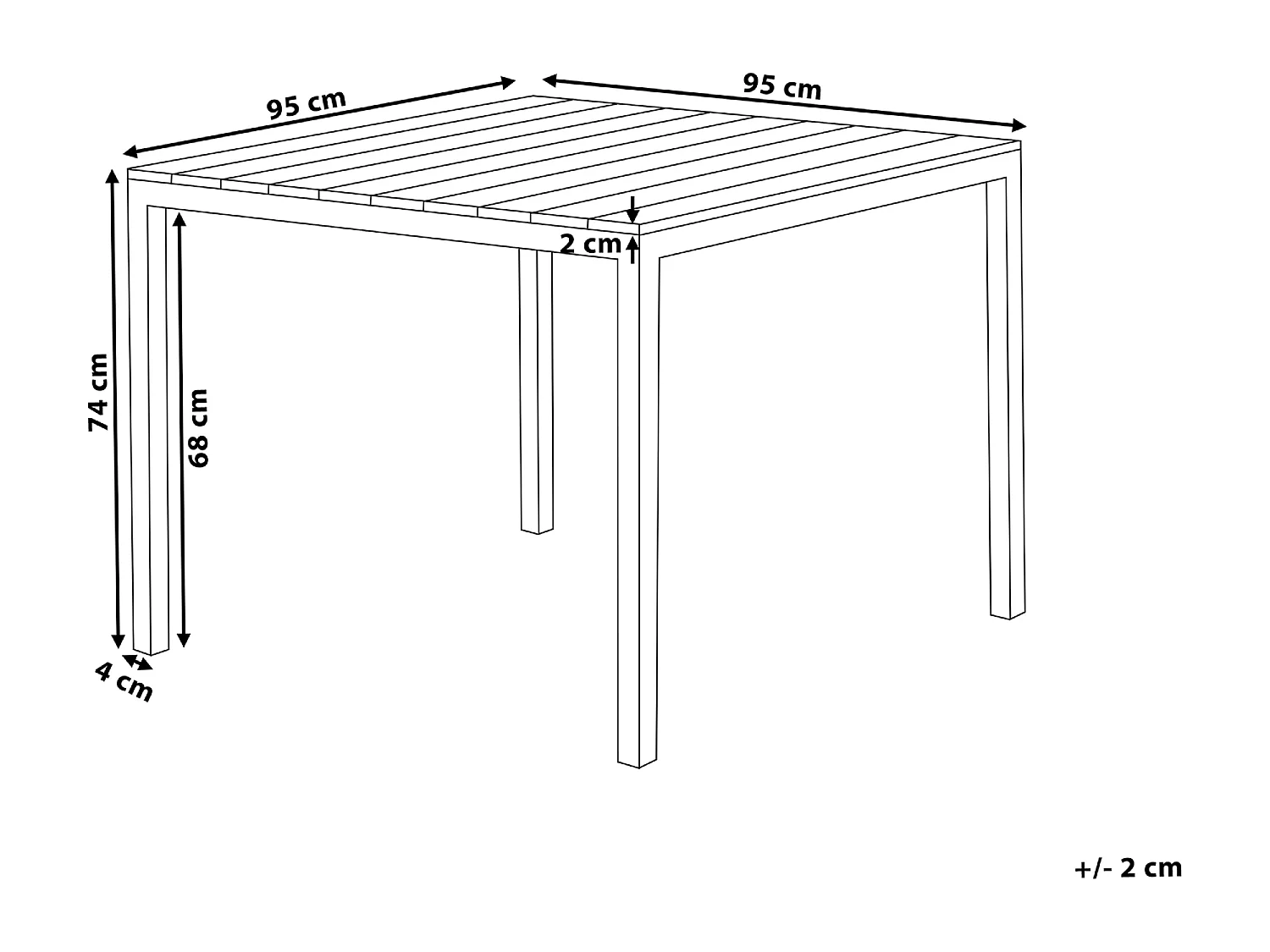 Table de salle à manger de jardin PRATO 95 cm 95 cm Beige