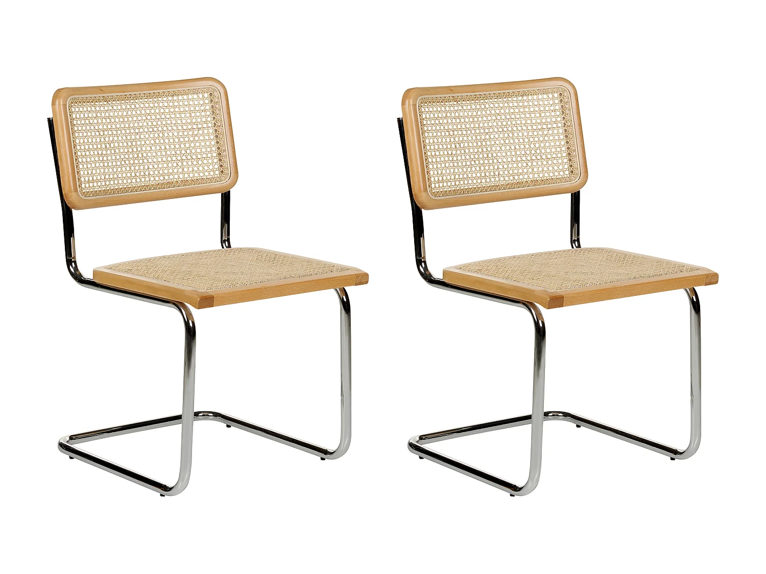 Lot de 2 chaises de salle à manger CORDOVA Rotin Marron clair