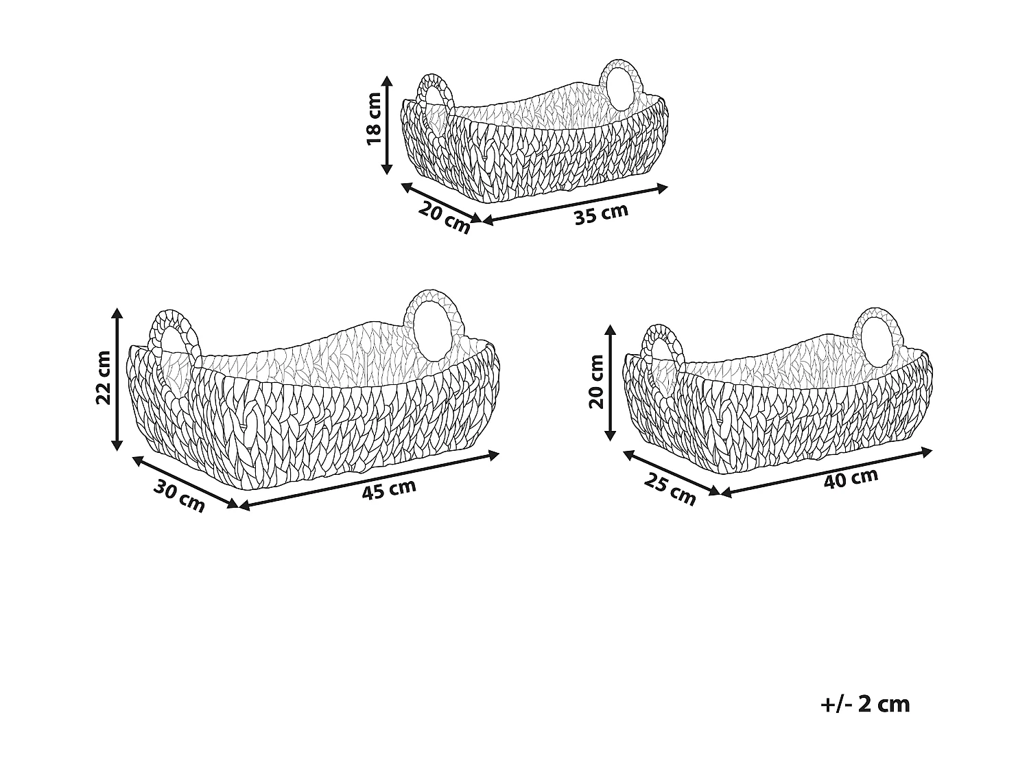 Lot de 3 paniers CAMPHA Osier Naturel