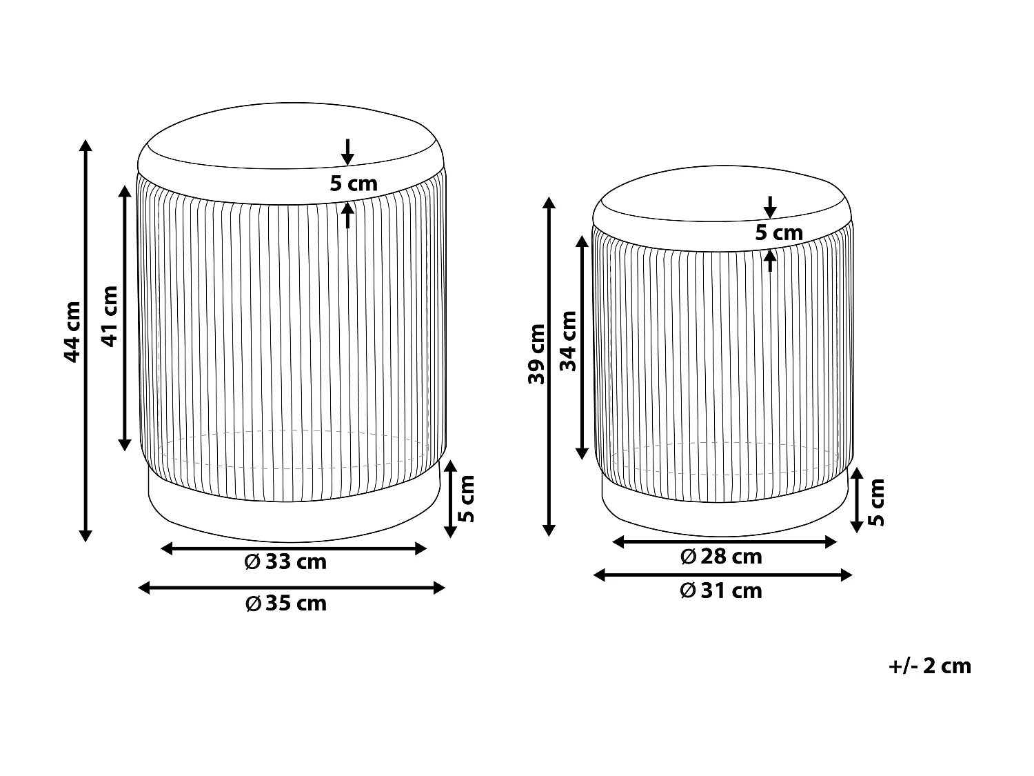 Lot de 2 poufs avec rangement MIRAMAR Velours Orange