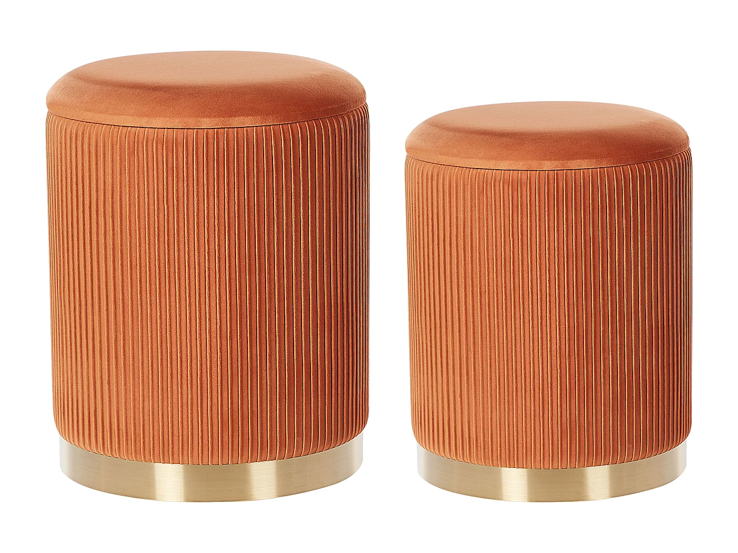 Lot de 2 poufs avec rangement MIRAMAR Velours Orange