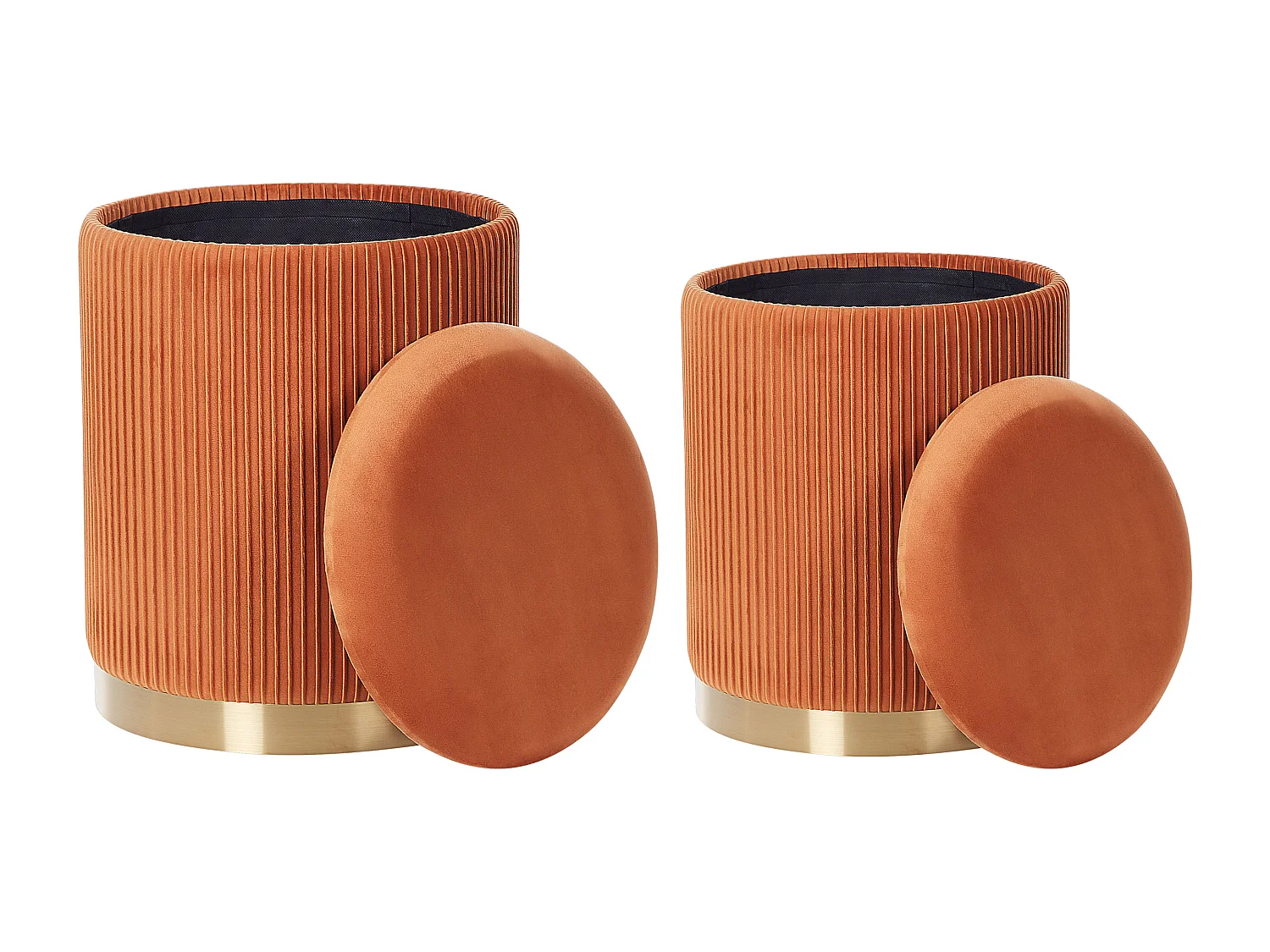 Lot de 2 poufs avec rangement MIRAMAR Velours Orange
