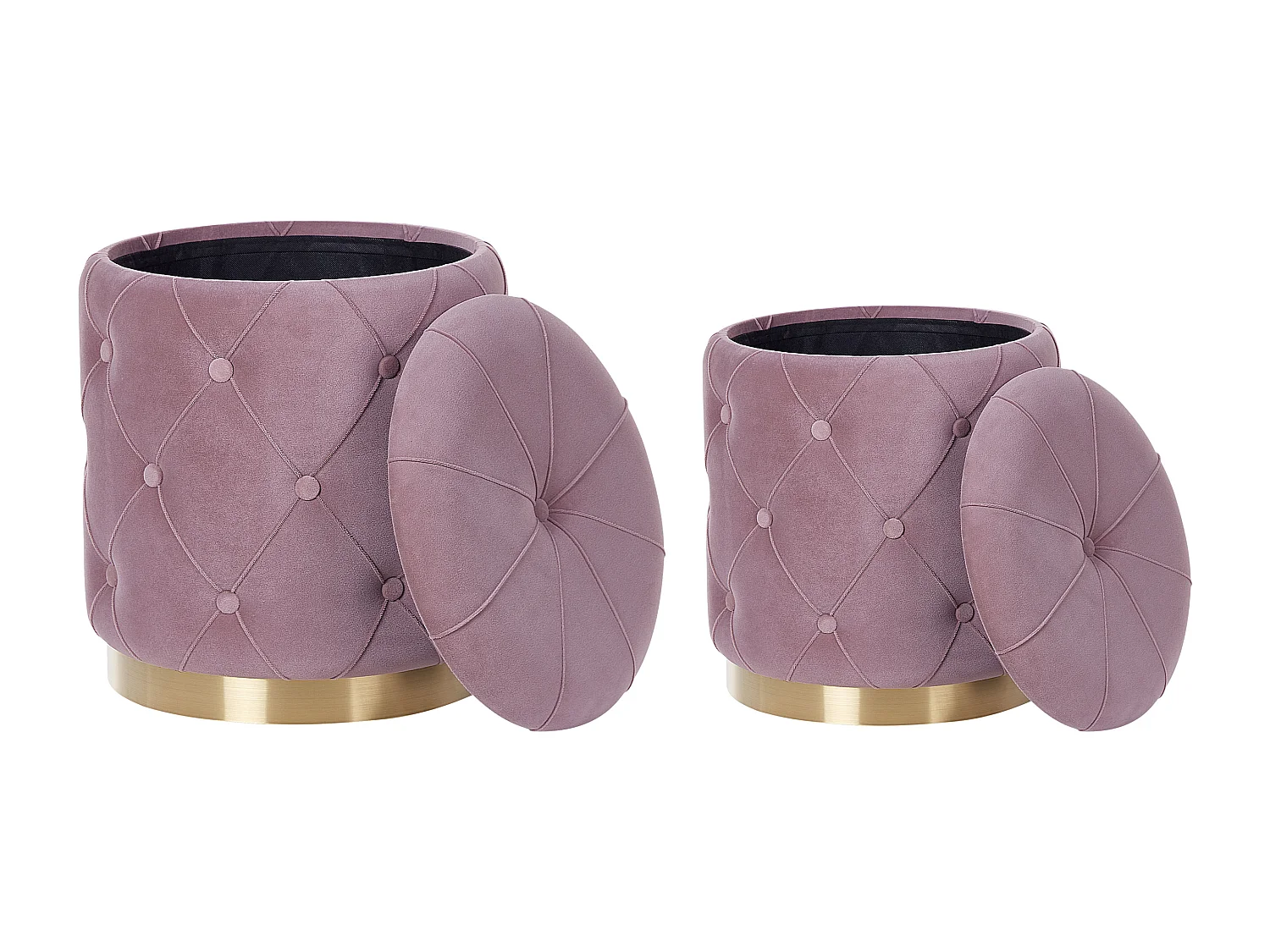 Lot de 2 poufs avec rangement PUEBLO Velours Rose