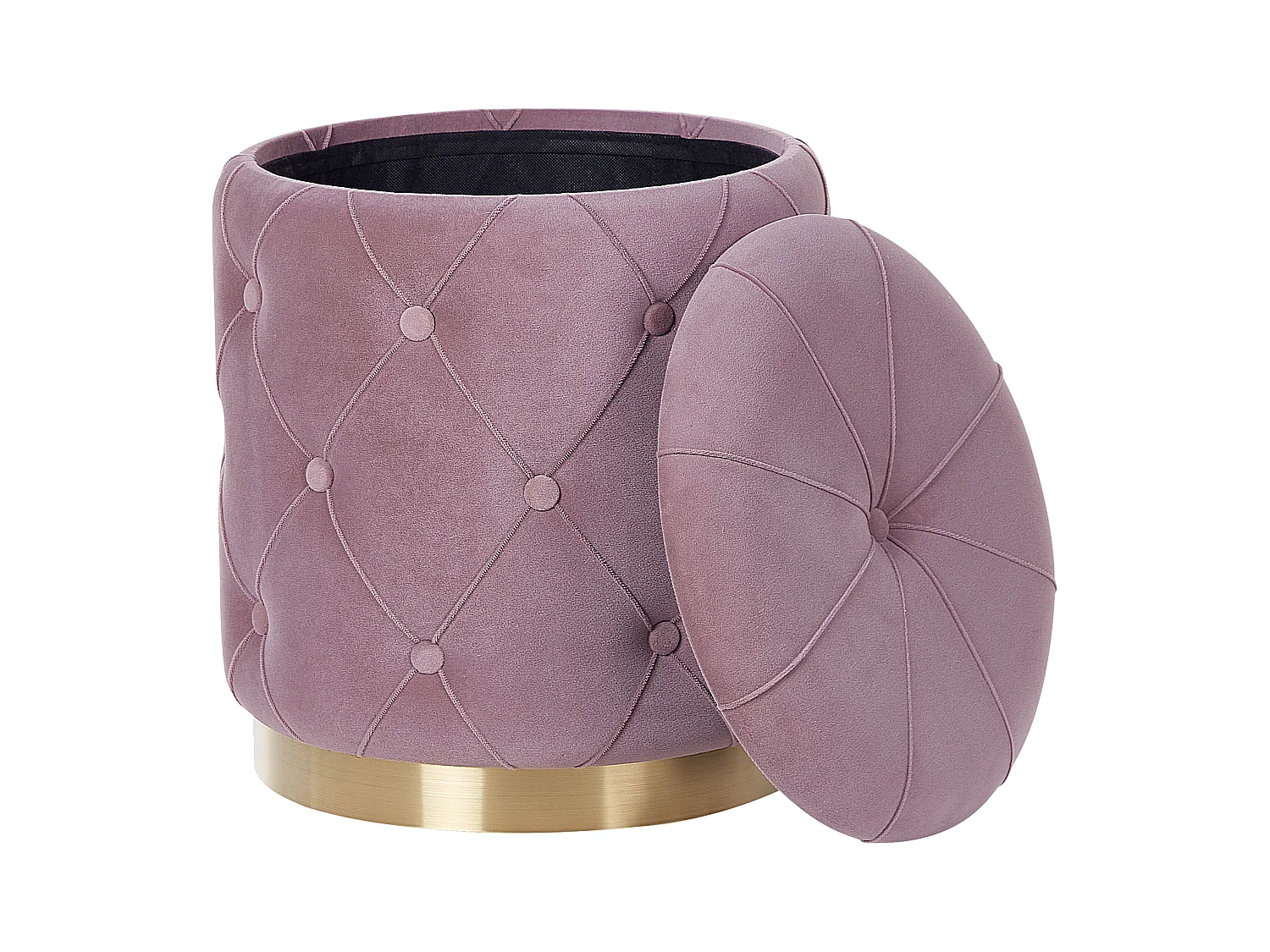 Zestaw 2 pufów ze schowkiem PUEBLO Welur Różowy 40/33 cm 40/33 cm 44/36 cm