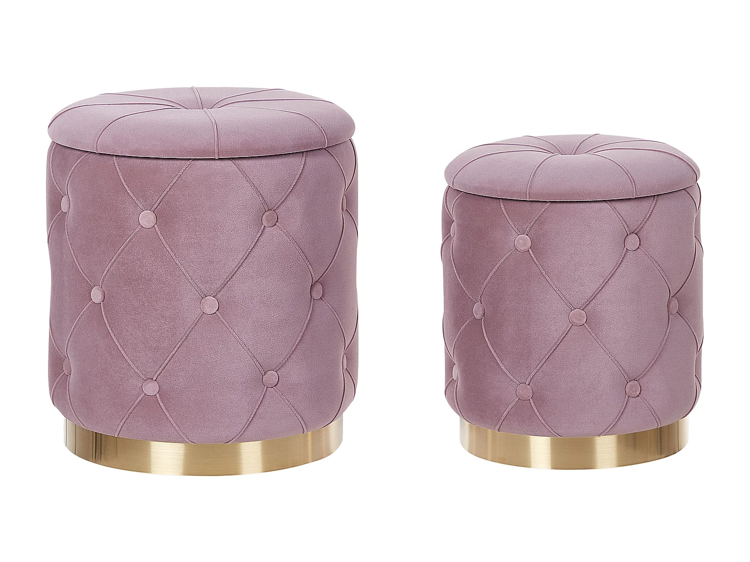 Lot de 2 poufs avec rangement PUEBLO Velours Rose