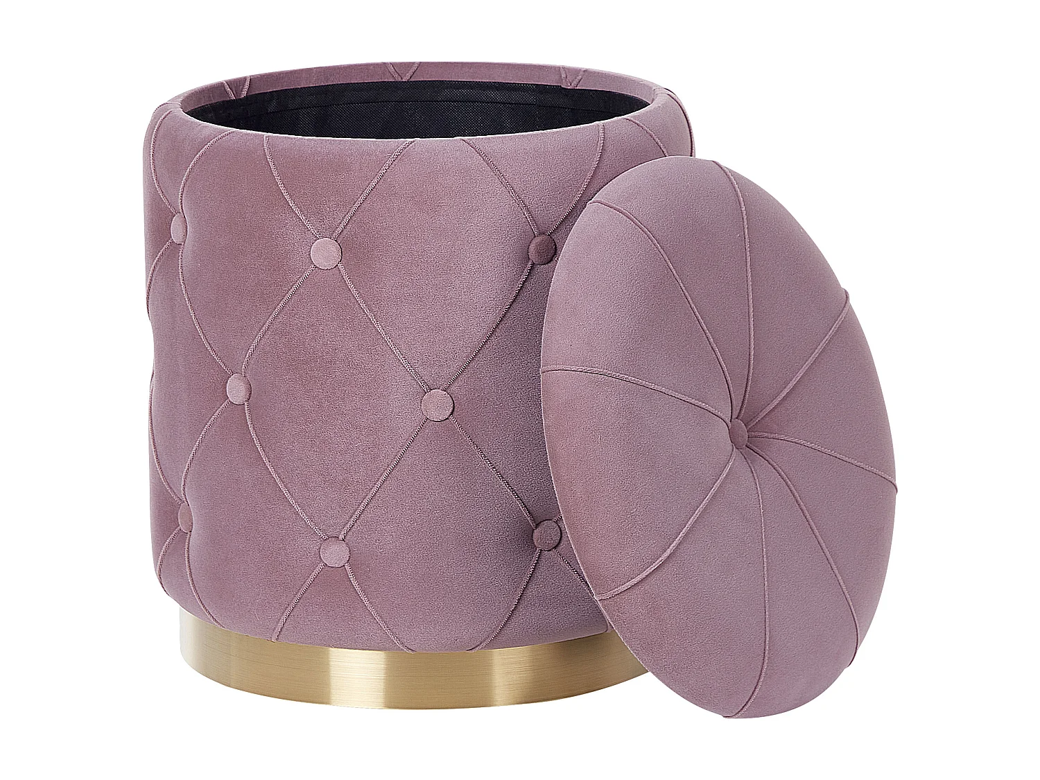 Lot de 2 poufs avec rangement PUEBLO Velours Rose 40/33 cm 40/33 cm 44/36 cm