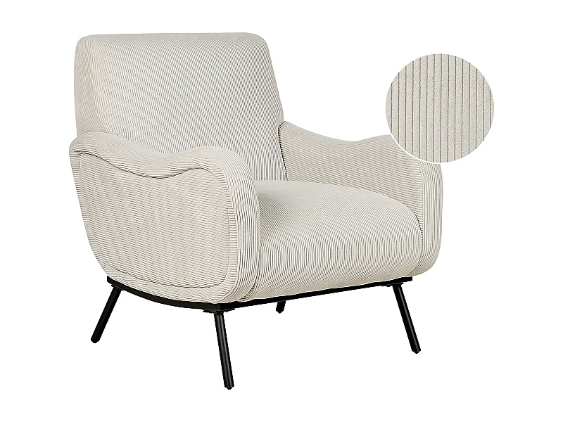 Fauteuil ALMIND Velours côtelé Gris clair
