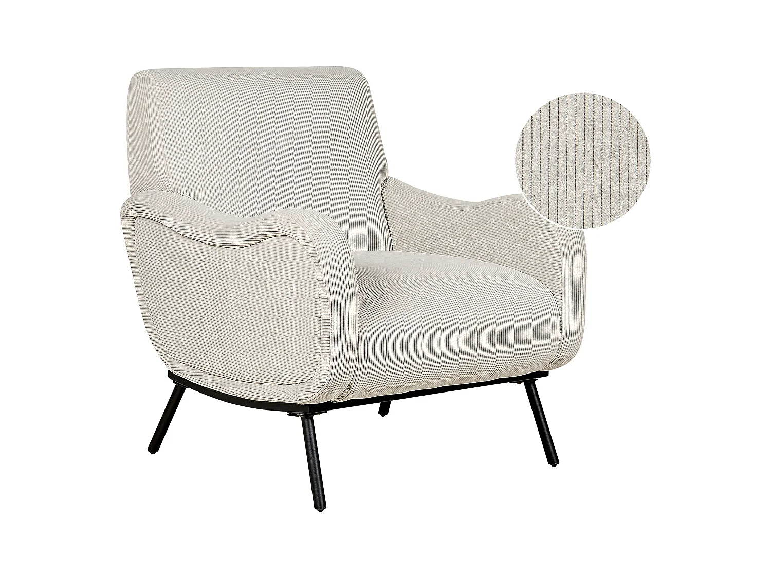 Fauteuil ALMIND Velours côtelé Gris clair