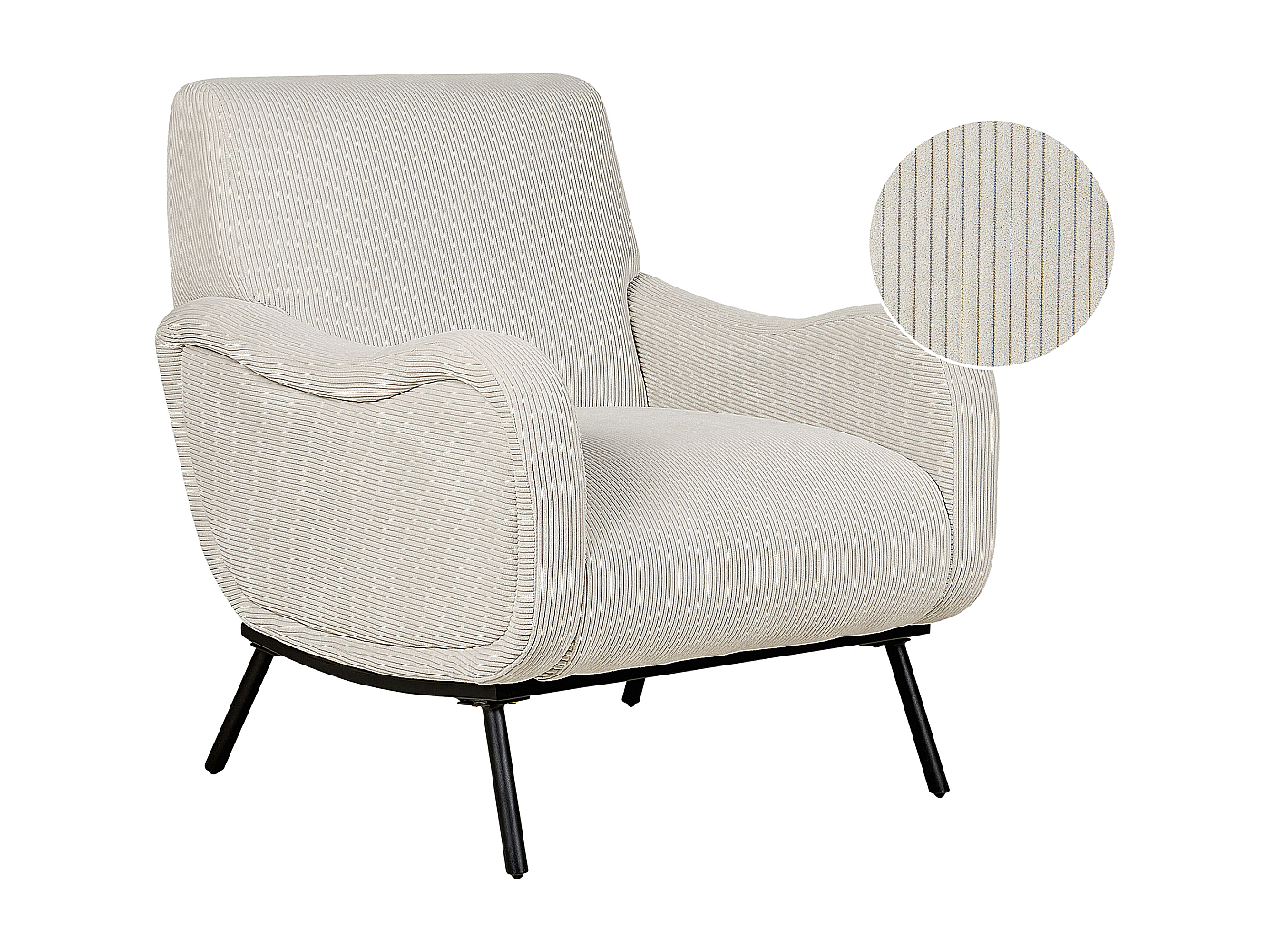 Fauteuil en velours côtelé gris clair ALMIND