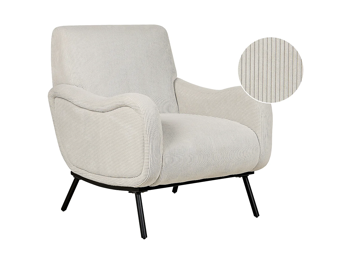 Fauteuil ALMIND Velours côtelé Gris clair