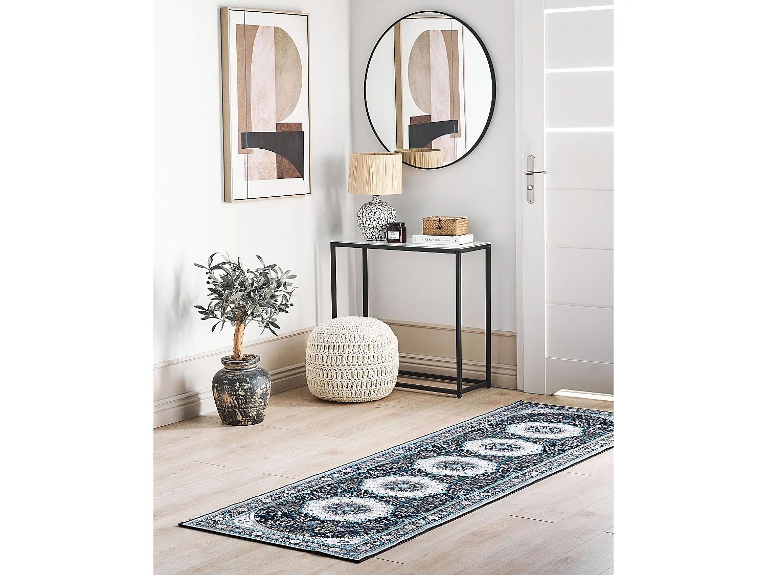 Vloerkleed polyester blauw 80 x 240 cm GEDIZ